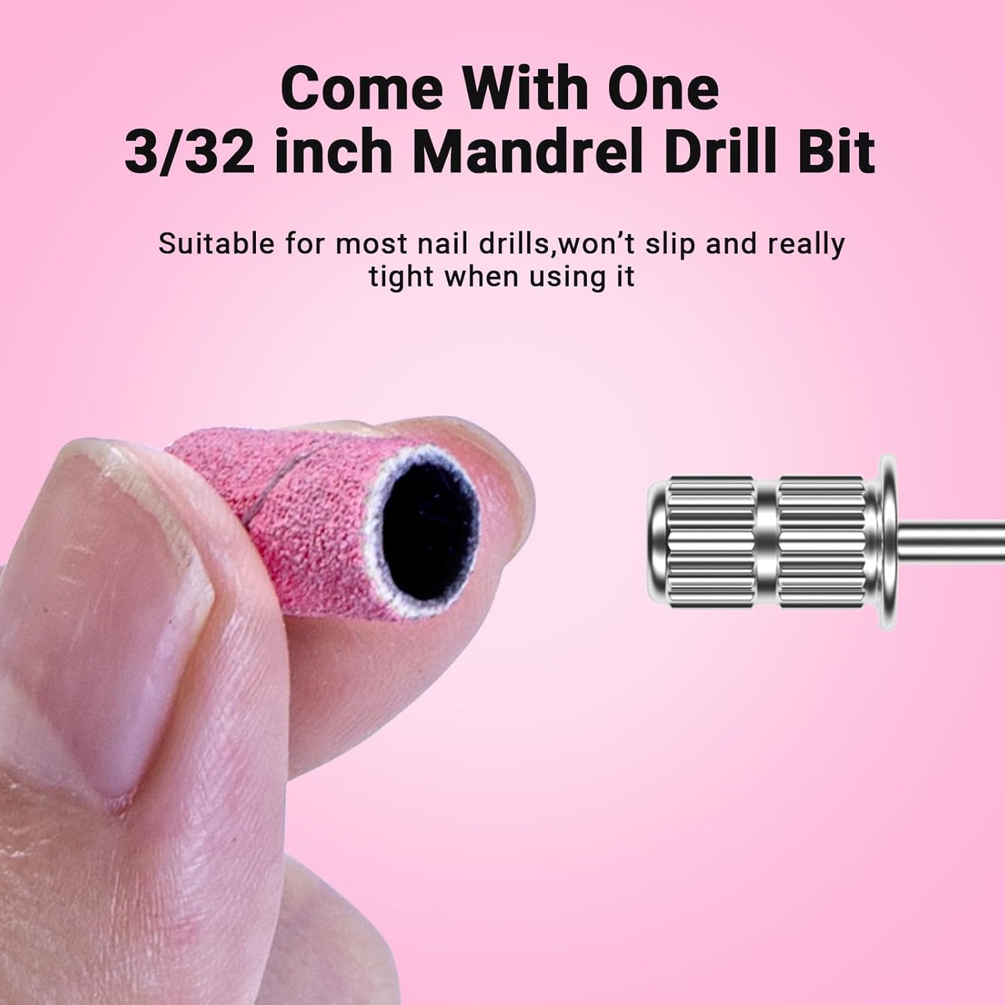 MelodySusie 100 Pcs Nail Drill Bits Sanding Bands for Nail Drill 120 Medium Grit Nail File Sanding Bands for Acrylic Nails Gel Manicures and Pedicure,Light Pink