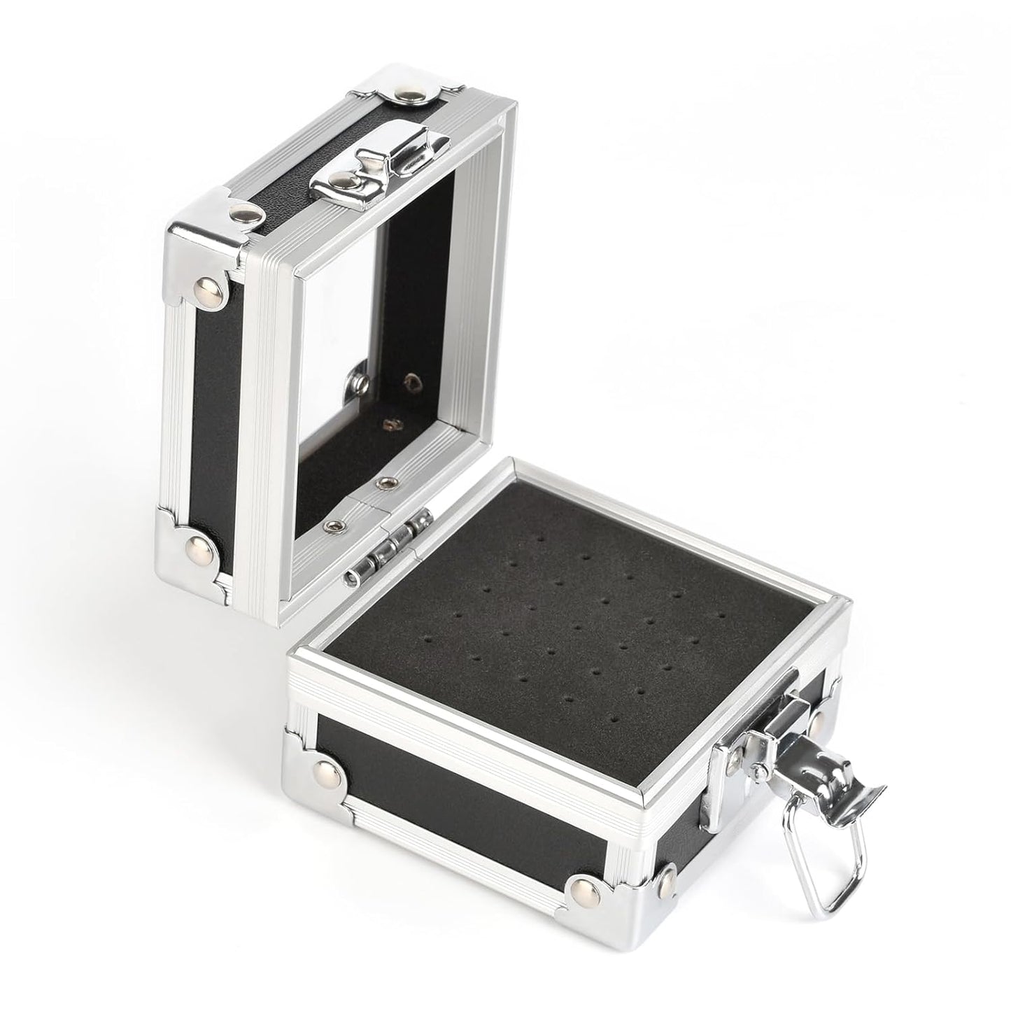 Professional 25 Holes Nail Drill Bits Box Container Nail Drill Grinding Bit Holder Nail Polish Head Storage Box Nail Tools Organizers Container Display Storage Box Manicure Tool (Black)