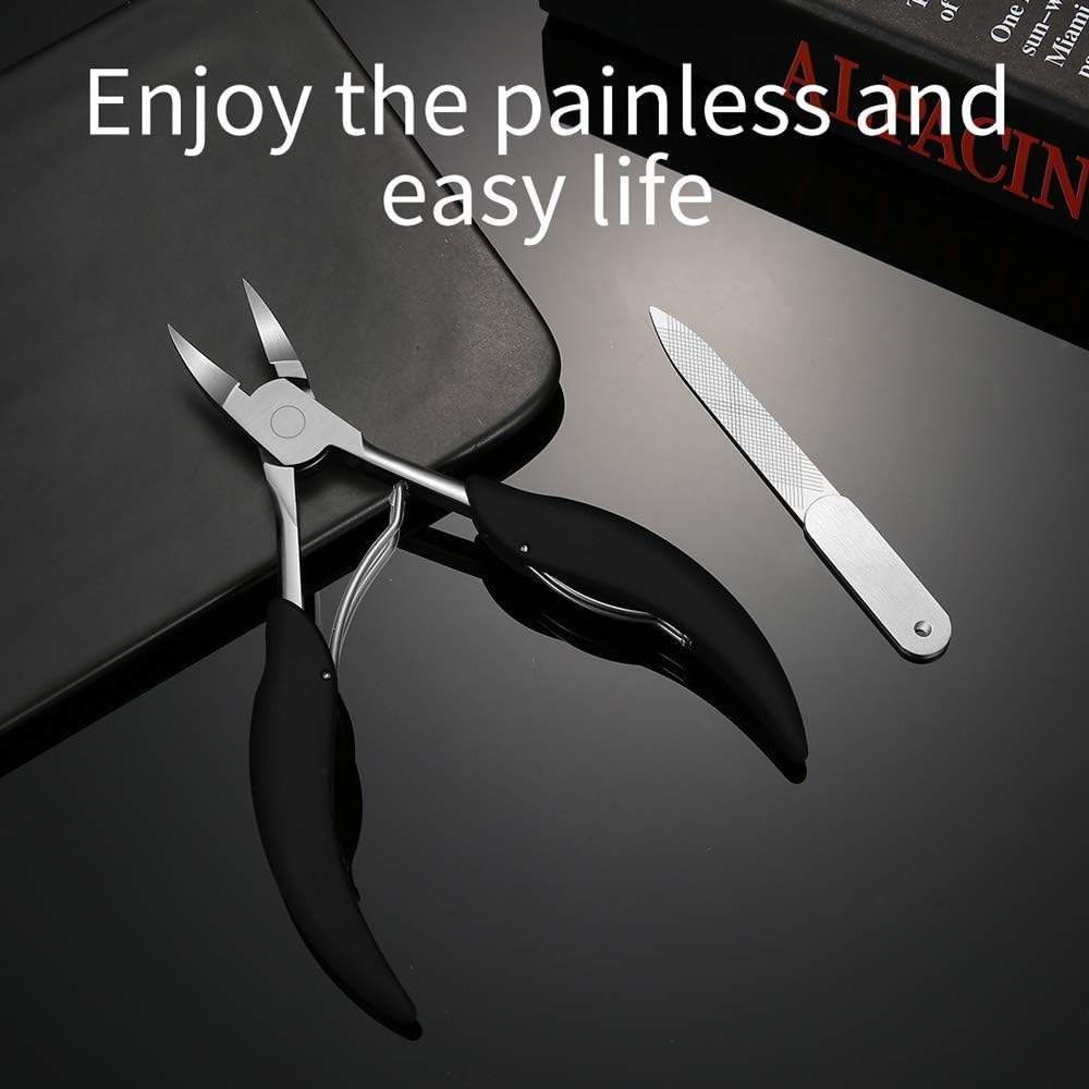 Toenail Clipper is for Thick and ingrown toenails. Its Long-Handled Stainless Steel Scissors and Files Meet The Trimming Needs of Adults and The Elderly with Thick toenails.