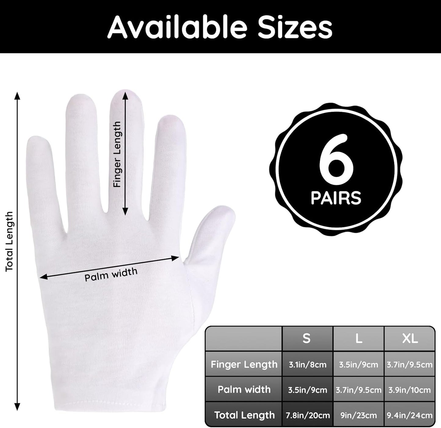 Segbeauty 12 Count Moisturizing Hand Gloves, 6 Pairs Sleeping Gloves for Dry Hands, Washable Moisturizing Gloves Overnight for Sleeping, Cotton Work Gloves Hand Lotion Gloves Overnight for Women Small