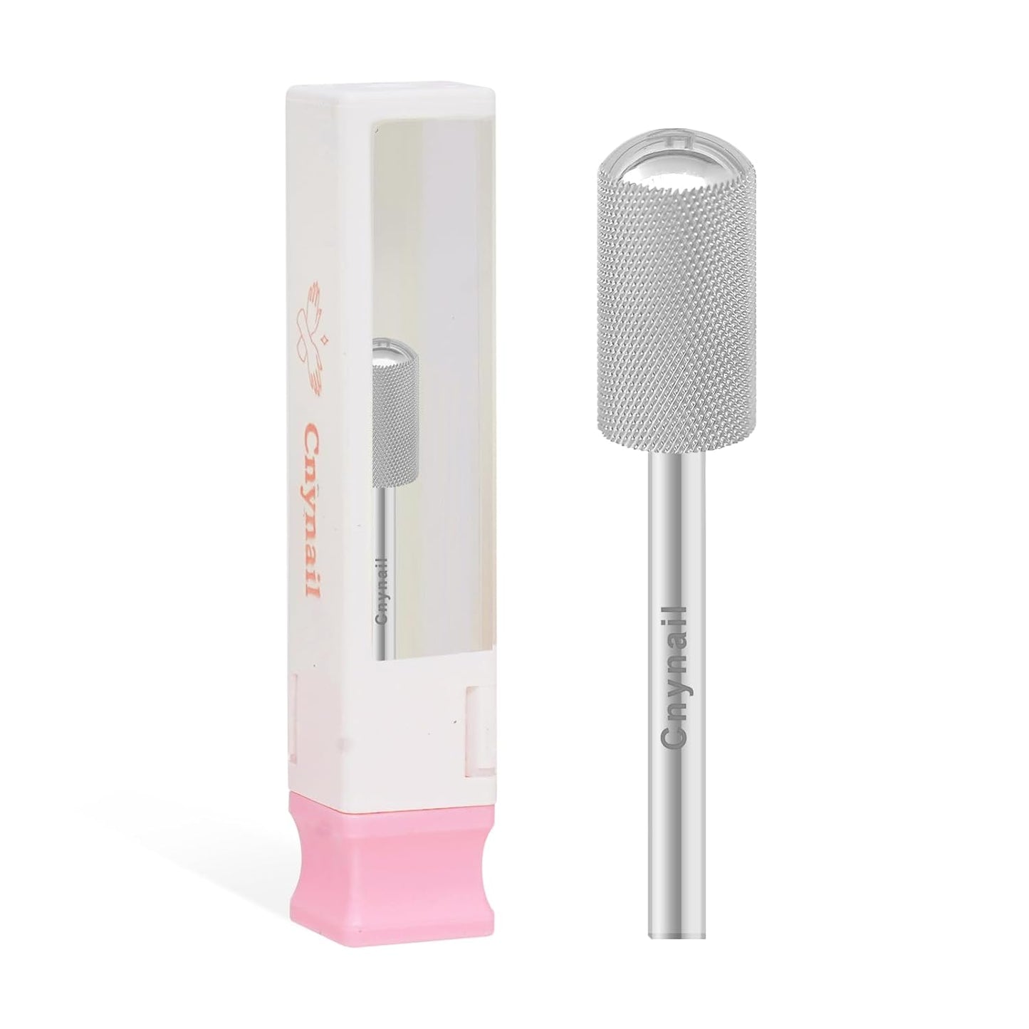 3/32" Large Barrel Smooth Round Top Tungsten Carbide Nail Drill Bit Safety Bit for Gel & Acrylic Removal, 2-Way Rotating Efile Tip, Salon Electric File Accessory (XF Grit, Silver)