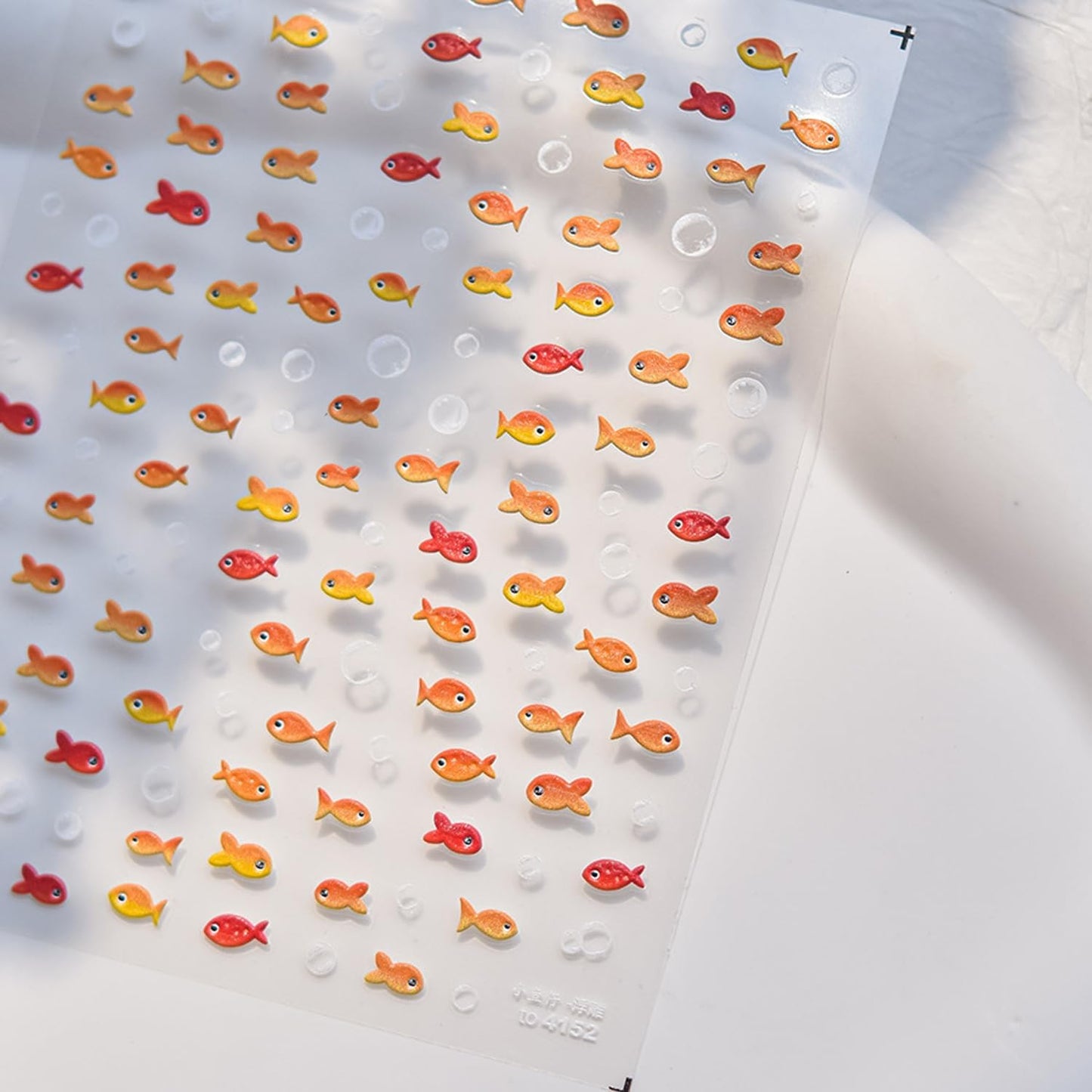 Little Goldfish Nail Art Stickers Small Koi Nail Art Decals for Acrylic Nails 5D Embossed Self-Adhesive Little Red Fish Nail Sticker Water Bubble Designs Nail Decal for Women DIY Summer Manicure Decor