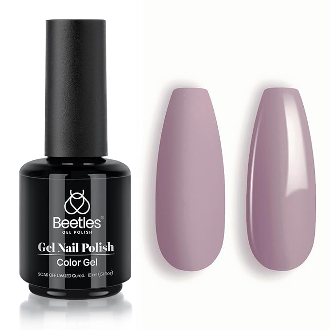 Beetles Grey Gel Nail Polish, 1Pcs 15ml Nude Angelina Grey Purple Gel Polish Soak Off UV LED Lamp Nail Art Salon DIY Design at Home Manicure Gifts for Women