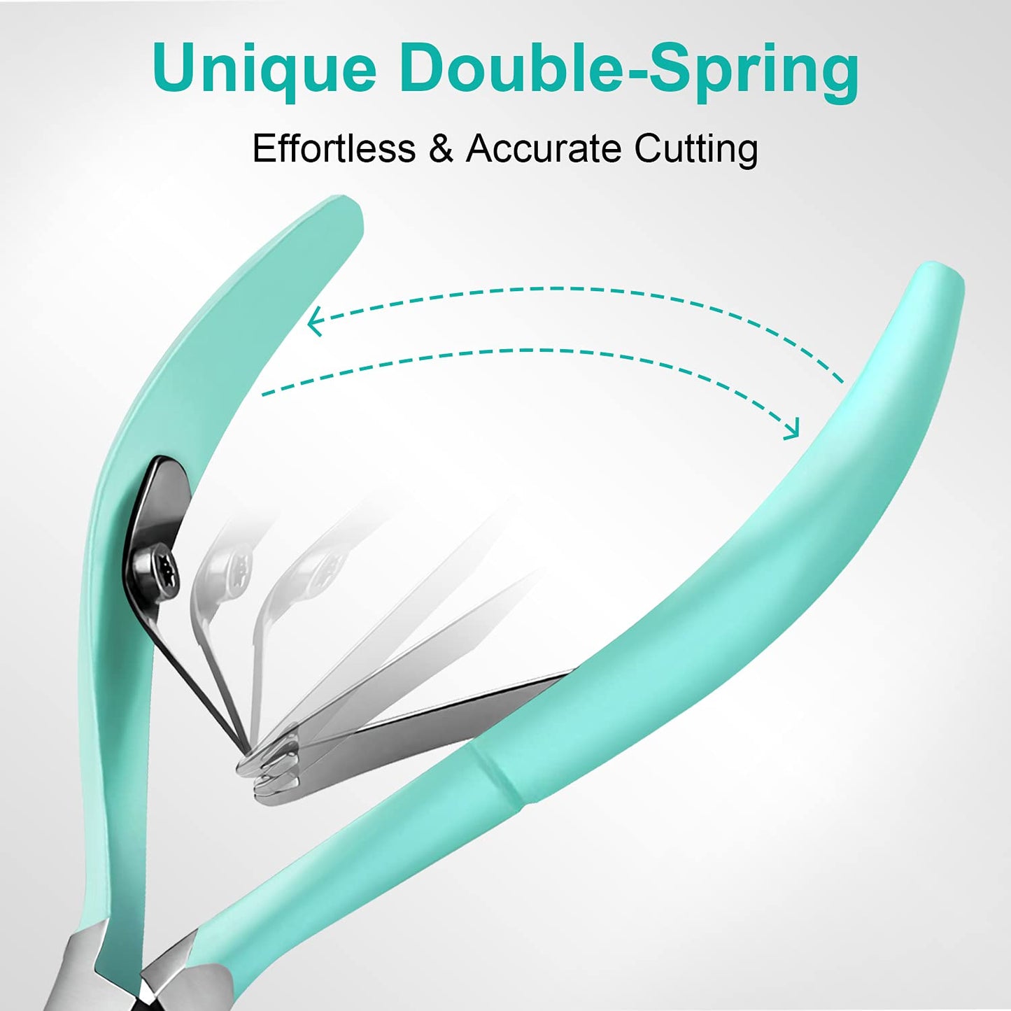 Easkep Cuticle Trimmer with Cuticle Pusher, Professional Cuticle Remover Sturdy Pedicure and Manicure Tool for Healthy Nails (D501-Green)