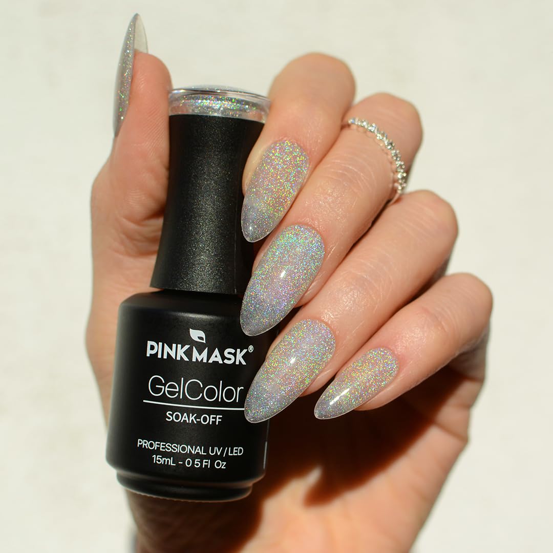 PINK MASK Gel Color Nail Polish Uranus - Col. Planetary Brilliance 15ml / o.5 oz - UV/LED Gel Polish, Non Wipe, Long Lasting, Soak Off Formula