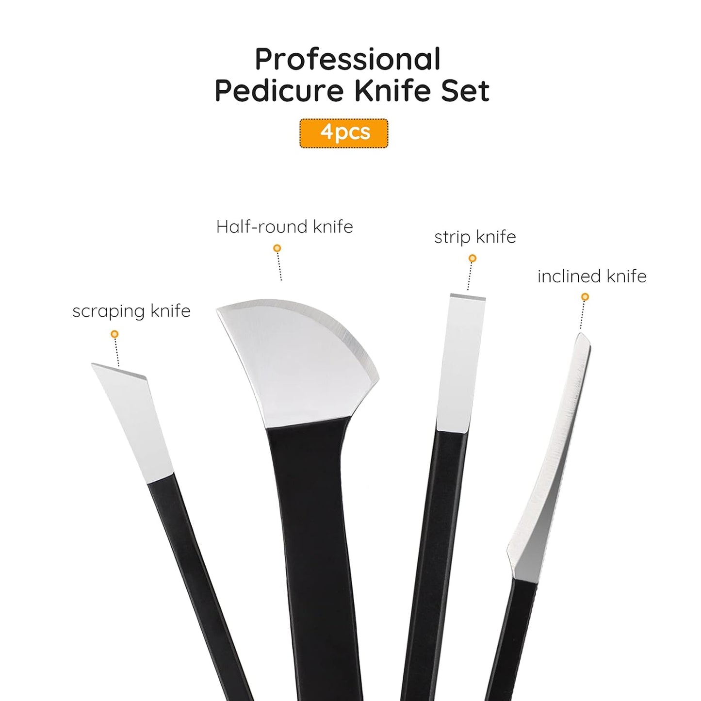 Pedicure Knife Set, Segbeauty 4 Pack Ingrown Toenail Knife, Correction Nippers Clipper Remover with Carrying Bag, High Manganese Steel Nail Care Foot Repair Cutter for Calluses Beauty Salon Home Usage