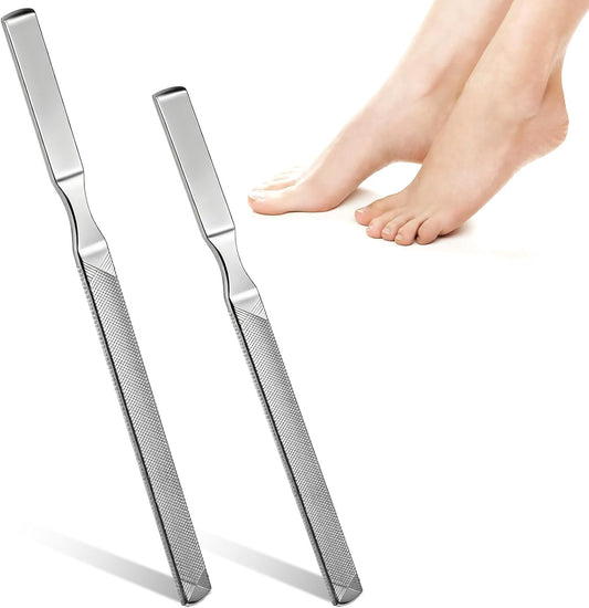 2 Pcs Stainless Steel Toe Nail Files for Thick Nails 2 Sizes Toenail Files 4 Sides Long Metal Fingernail Filing Heavy Duty Nail File for Men Women Professional Manicure Pedicure Tool