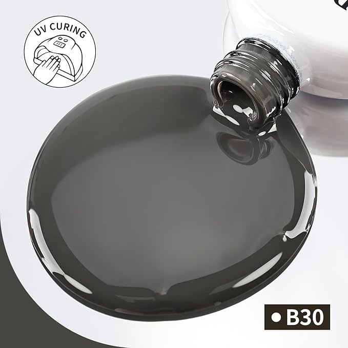 JODSONE Grey Dark Gel Nail Polish 10ml Soak Off Nail Polish Black Grey Nail Color Salon Quality Long-Lasting Low Odor Need U V Lamp Curing