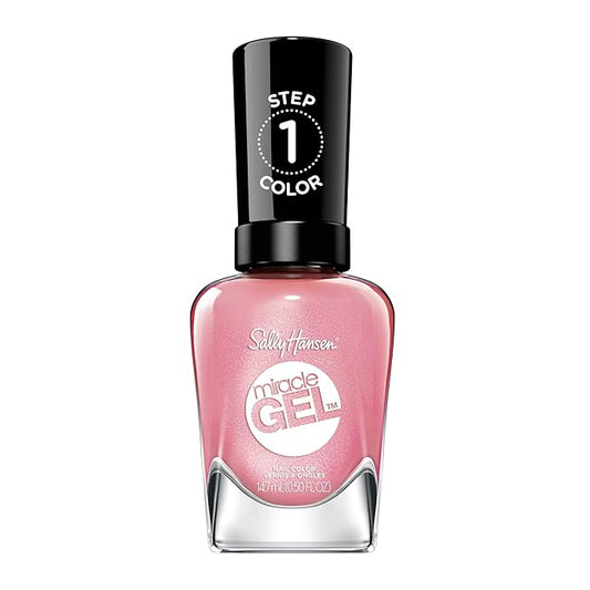 Sally Hansen Miracle Gel Salon Quality Nail Polish | Gel-Like Formula, Two-Step System, No UV Light Needed, Long Lasting | Opaque, Glossy | 250 Shell Yeah | Light Pink Nail Color