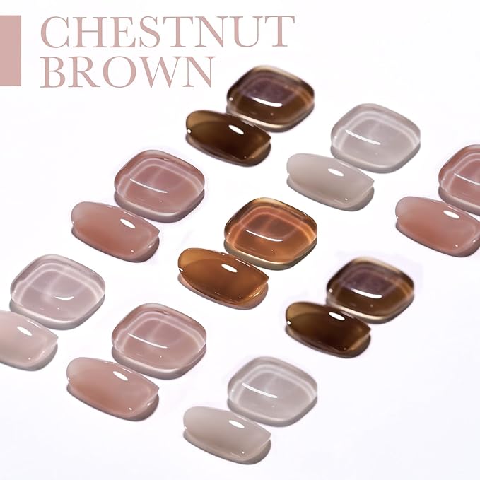 GAOY Jelly Brown Gel Nail Polish Set, 6 Transparent Colors Sheer Tortoise Fall Soak Off UV Light Cure Gel Polish Kit for Salon and Nail Art DIY at Home