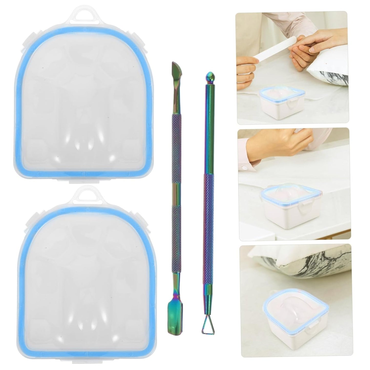 Manicure Soak Bowl Set Durable Hand Soaking Bowls for Nail Art Dead Skin Softening and Home Diy Manicure Blue Nail Care Kit