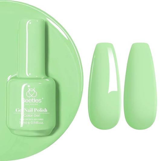 Beetles Sprout Green Gel Polish - 15ml Lime Green Soak Off Gel Nail Polish Nail Art Manicure Salon DIY Nail Uv Lamp Ombre Gel Nail Design Decoration at Home Gift for Women Girls