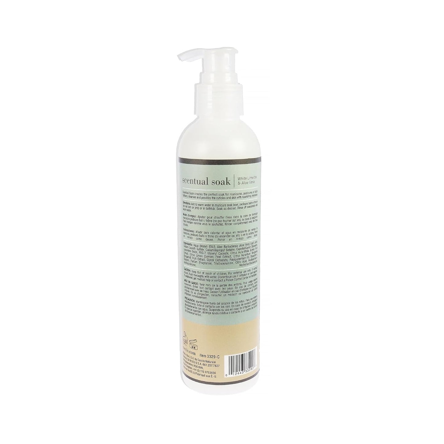 Cuccio Naturale Scentual Soak - Creamy, Liquid Wash For Mani-Pedi - No Parabens - Soften, Cleanse, Hydrate Skin - Anti-Aging Solution - Use On Hands, Body And Feet - White Limetta And Aloe Vera - 8 Oz