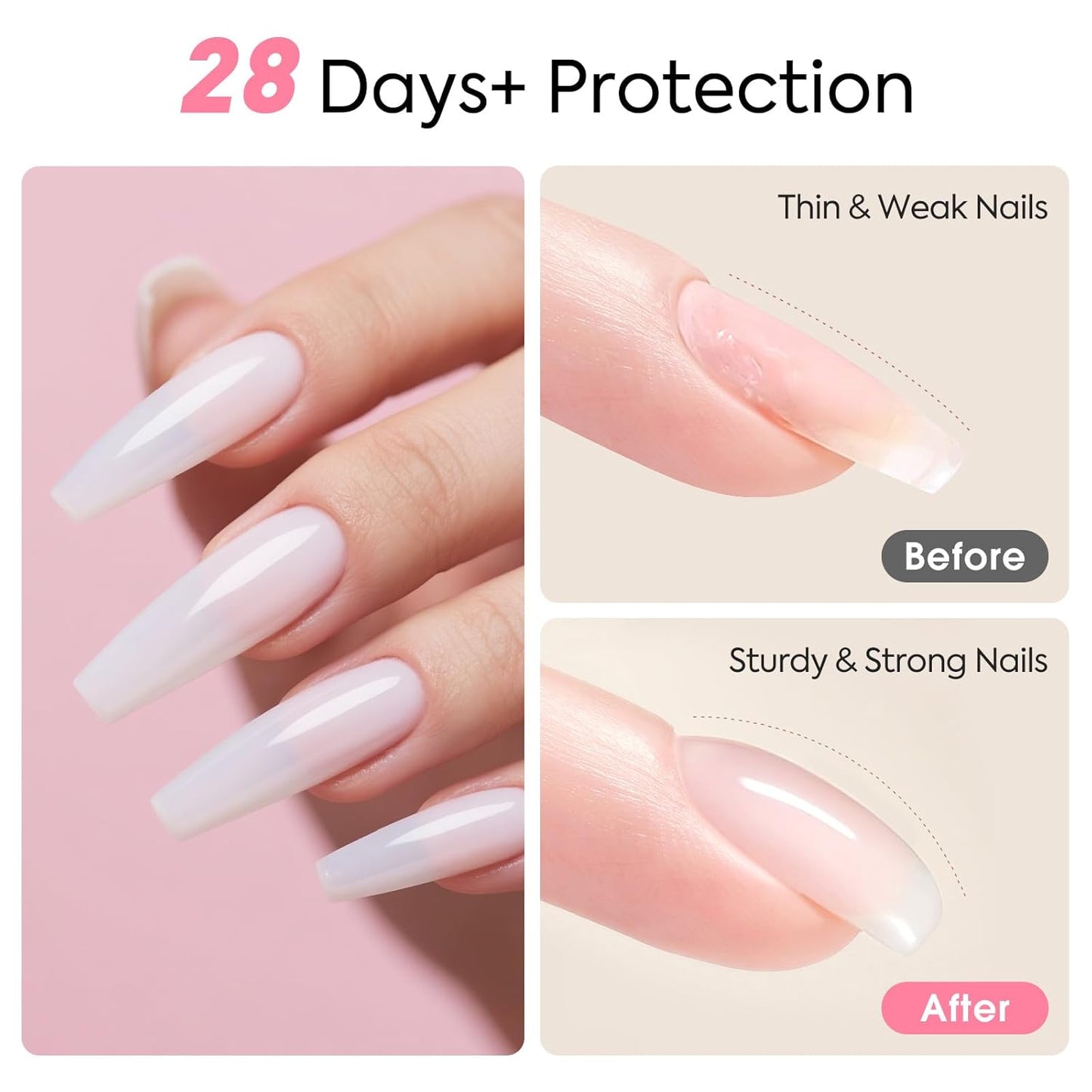 CANNI Rubber Base Gel - 9ml Clear Nail Strengthener Gel, Flexible Base Coat for Weak Nails, UV LED Soak Off Natural Look Manicure DIY Women