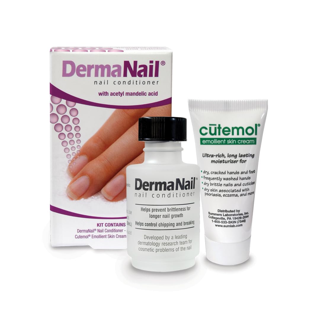 Nail Strengthener & Cuticle Cream Set - Fingernail Care Kit with Liquid Nail Strengthener & Cutemol Cream (11.5g Sample) Healthy Growth - Repair for Brittle, Damaged, Thin, & Peeling Nails