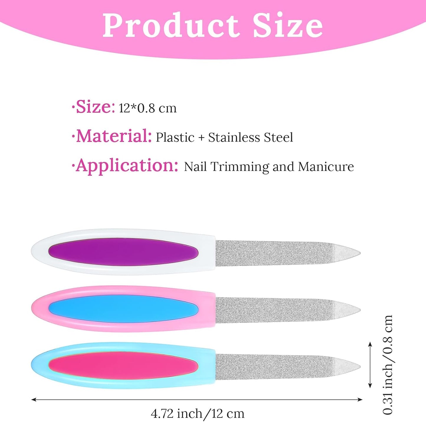 9PCS Nail File Metal Nail Files, Sword-Shaped Metal Nail Files for Women, Stainless Steel with Non-Slip Handle and Sharp Tip