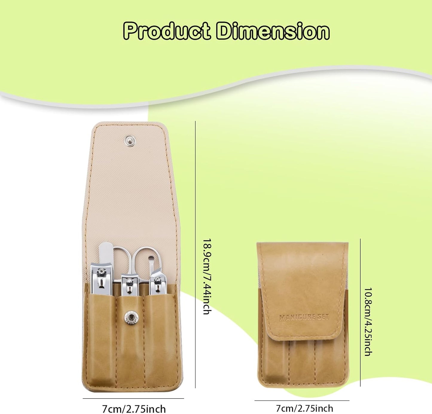 Nail Clippers Set, 6 Pcs Toenail Clippers Stainless Steel Fingernail Clippers Manicure Set with Leather Case, Idea Gift for Men Women Mom Dad Christmas Birthday, Khaki