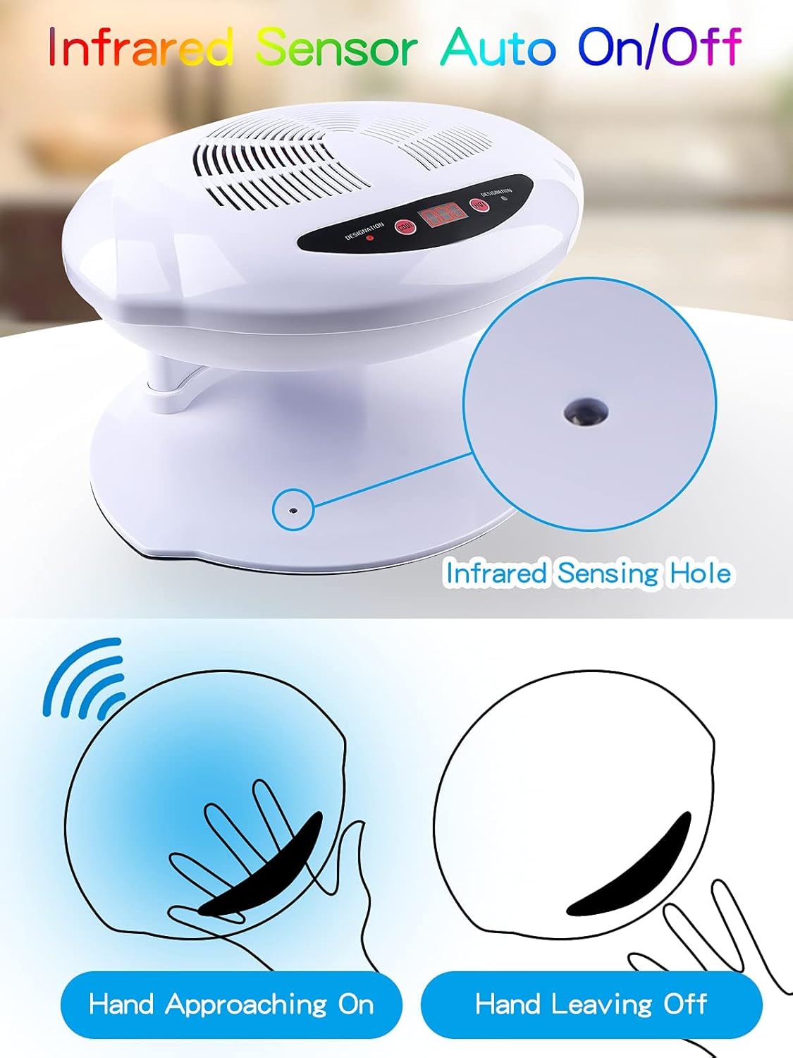 Kalolary Nail Lamp, 400W Air Nail Dryer Nail Fan Hair Dryer for Hands and Feet Nail Polish Automatic Sensor Warm Cool Breeze Use at Home and Salon(White)