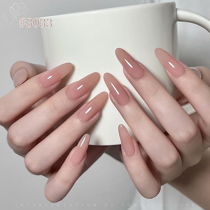 GAOY Wild Rose Jelly Nude Gel Nail Polish Set, 6 Transparent Colors Sheer Pink Brown Soak Off UV Light Cure Gel Polish Kit for Salon and Nail Art DIY at Home