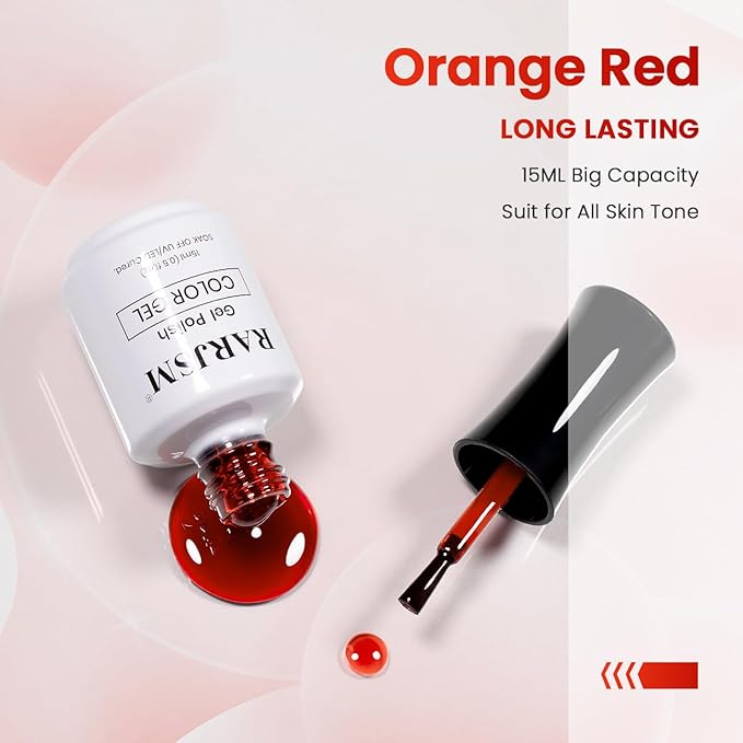RARJSM Jelly Gel Nail Polish Clear Crystal Glass Translucent Amber Orange Dark Red Transparent Sheer Gel Varnish LED UV Curing Requires French Manicure Soak off for Home Salon Diy Summer Colors 15ML