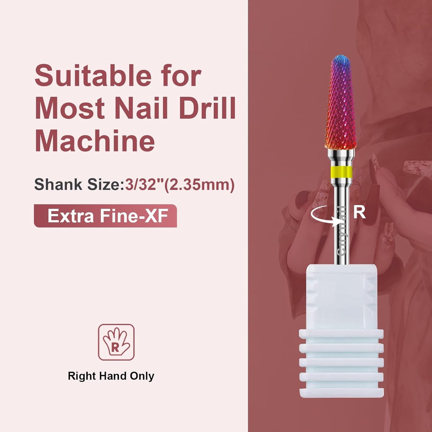 3/32" 2PCS Clean Cone Bits Extra Fine Grit Carbide Cuticle Cleaner Bit for Electric Nail Drills – Professional Manicure Tool for Nail Salons and Home Use (XF Grit. Purple)