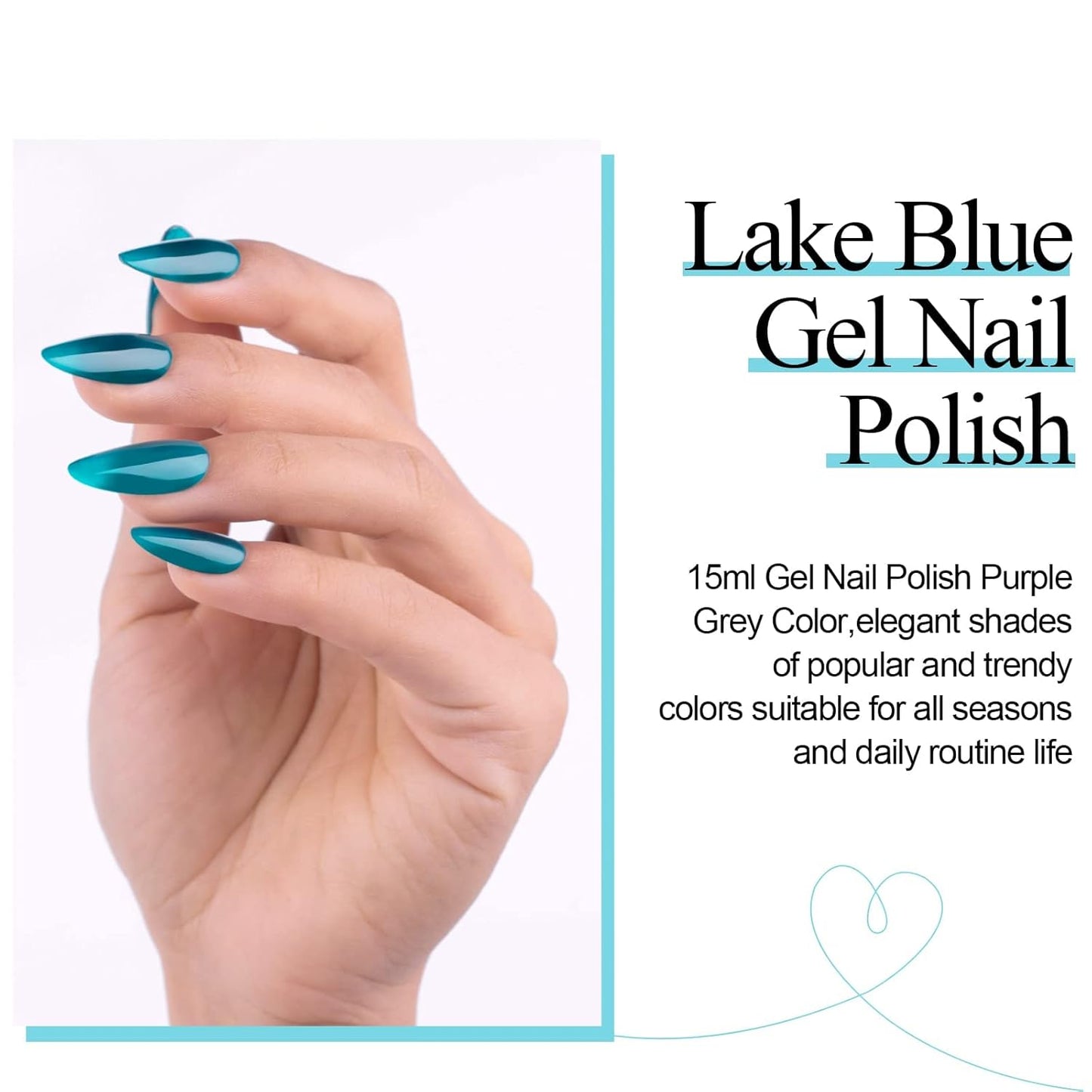 Imtiti Aegean Blue Gel Nail Polish, 0.5 fl oz Translucent Blue Green gel polish Color Soak Off UV Lamp Nail Art Manicure Salon DIY Nail Design Christmas Halloween Decoration