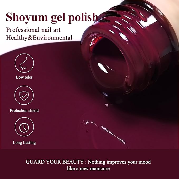 15ml Red Rose Gel Nail Polish, Dark Red Color Soak Off UV LED Nail Gel Polish Nail Art Starter Manicure Salon DIY at Home, 0.51 OZ