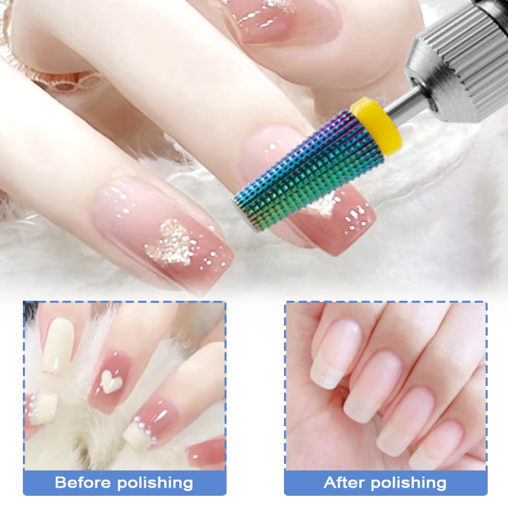 5Pcs Nail Drill Bits Set for Acrylic Nails, Multifunctional Tungsten Steel 5 in 1 Nail Polishing Grinding Head Manicure Tool