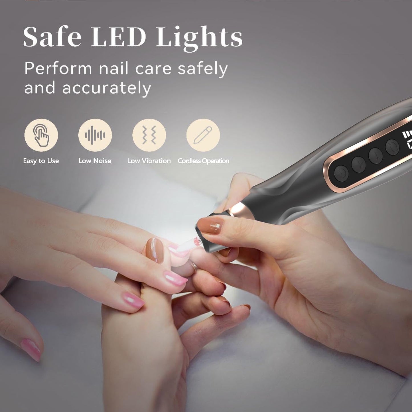 Professional Manicure Pedicure Kit Cordless Electric Nail File Set 6 Speed Cordless Nail Drill for Thick Nail Toenail Cuticle Hand Foot Care Nail Drill Tool(Black)