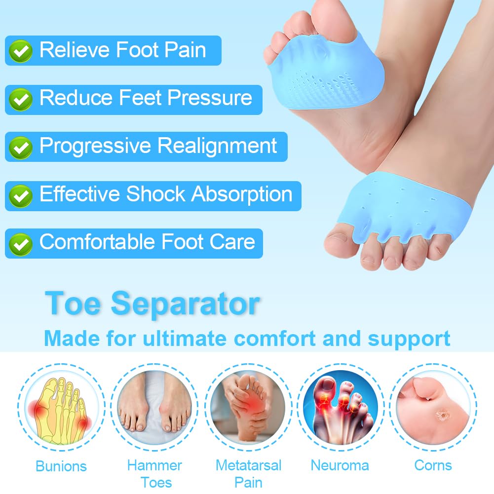 Silicone Toe Separators for Women & Men, Jaxbo 4 Pairs Toe Separators Bunion Corrector Cushion, Breathable Soft and Comfortable Gel Foot Cushions