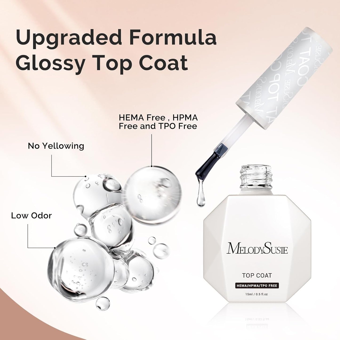 MelodySusie Hema Free Blooming Gel and Top Coat Set HEMA, HPMA, TPO Free for Nail Design 0.5 Fl Oz Marble Watercolor UV Nail Polish Spreading Effect Nail Salon Manicure at Home 2PCS