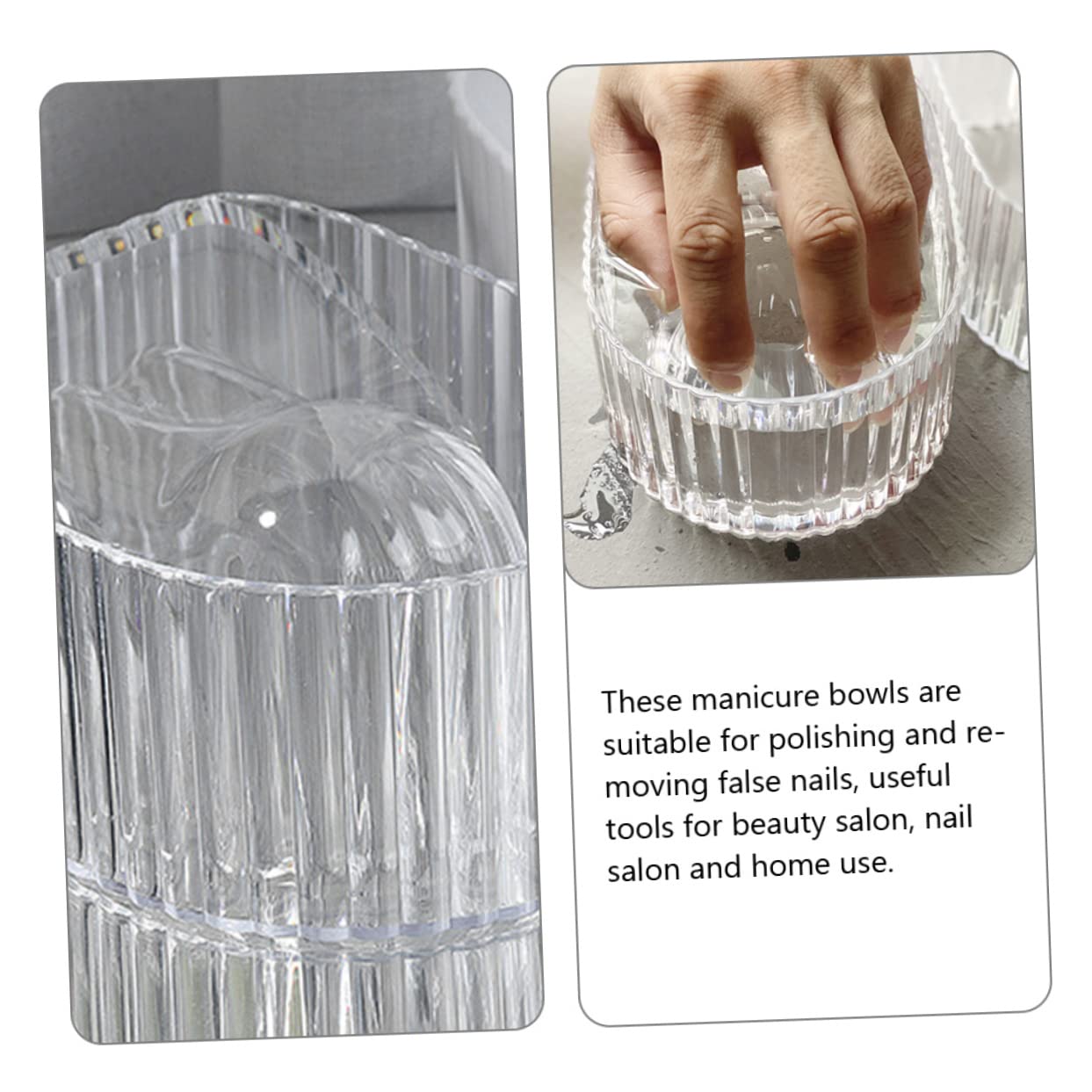 FRCOLOR Glass Nail Soaking Bowl Set 3Pcs for Manicure Nail Polish Remover and Gel Soak off Hand Soaker Bowls for Salon and Home Use 5.78X4.33X7.38 Inches