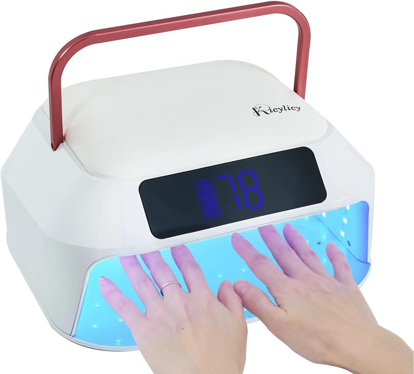 Cordless Nail Lamp,218W Professional Rechargeable UV LED Nail Lamp for Salon,Nail Lamp Built-in 30000mAh Battery,82PCS LEDs Nail Dryer with Dual Displays & Detachable Hand Pillow