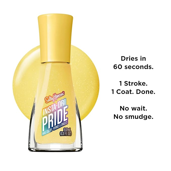 Sally Hansen Insta-Dri Pride Nail Polish | Quick Dry, Long Lasting, Streak-Free Shine | Opaque, Glossy | 881 Free to Bee | Bold Golden Yellow Nail Color