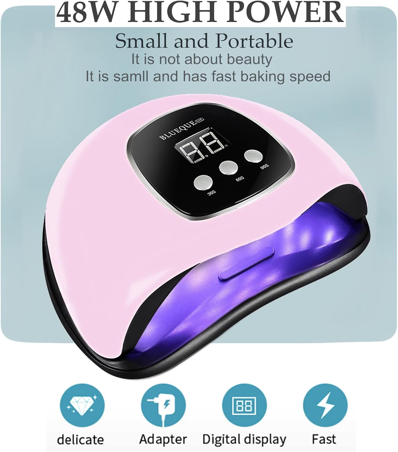 BIGBEAR UV Light for Nails, 48W LED Nail Light for Gel Polish, Fast Nail Dryer with Automatic Sensor, 3 Timer Setting, Small and Portable, UV LED Nail Lamp for Fingernail and Toenail