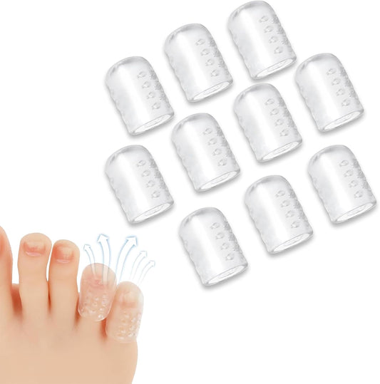 Silicone Anti-Friction Toe Protector, Silicone Toe Protectors, Gel Toe Protectors, Breathable Little Toe Covers, Blisters, Calluses, and Corns Protection (10PCS)
