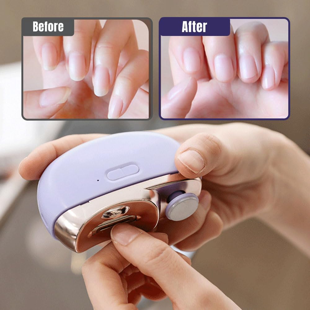 Electric Nail Clipper, 2 in 1 Electric Polishing Automatic Nail Clippers Electric Nail Trimmer with 2 Adjustable Speeds, Nail Trimmer for Seniors, Kids, Adults (Pink)