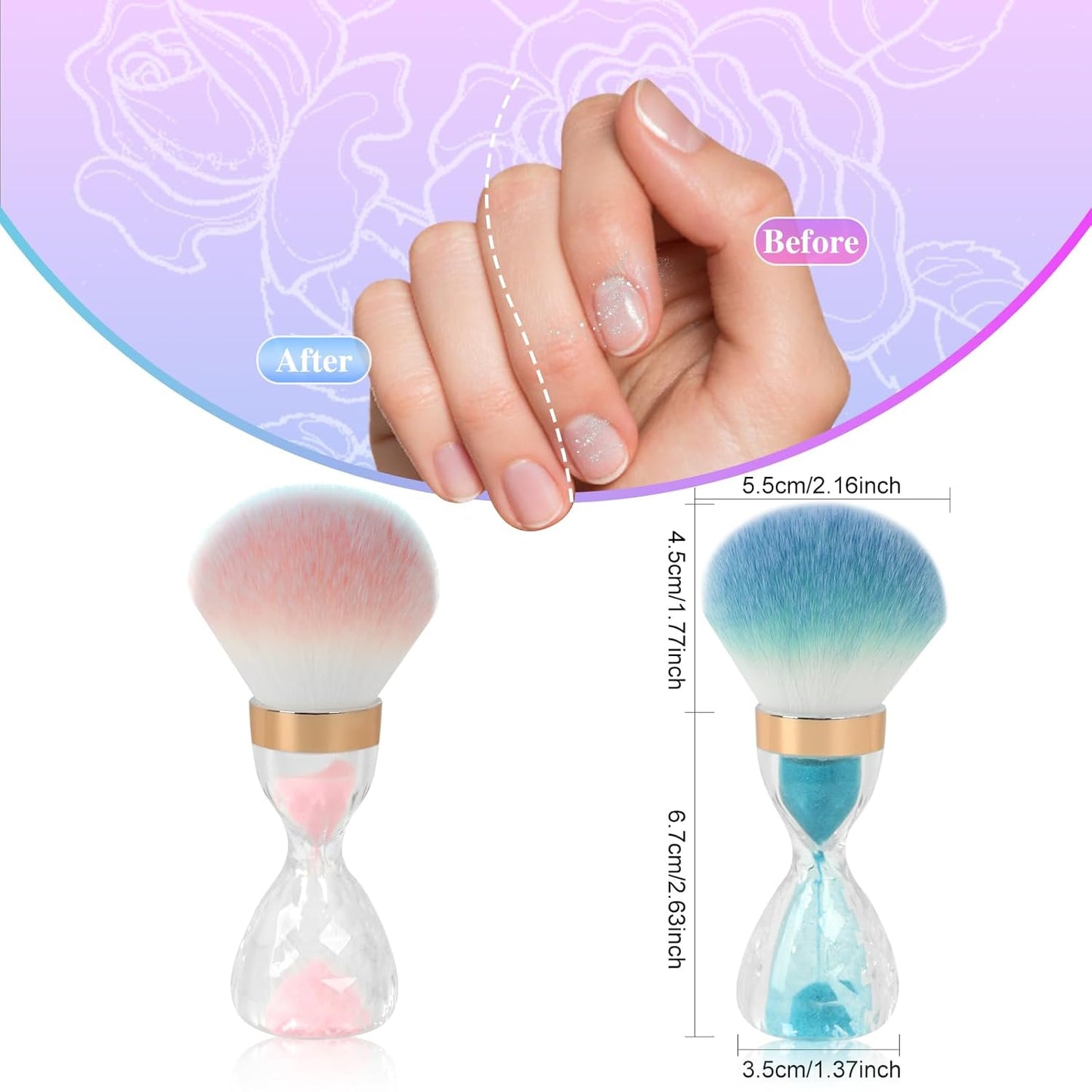 Nail Dust Brush for Acrylic Nails,Soft Brush Nail Art Dust Powder Remover Brushes,Manicure Brush Clean Up Tools for Home Use or Salon Nail Art Brush(Hourglass Blue)