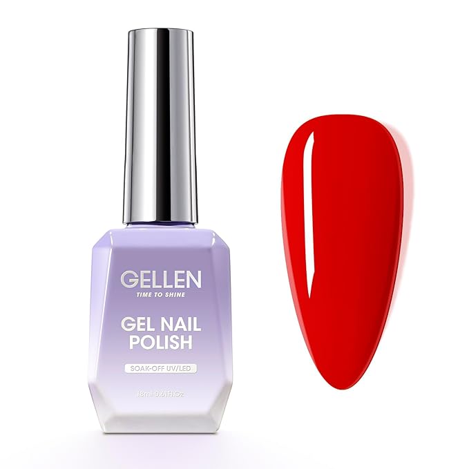 GELLEN Red Gel Nail Polish, 18ml Shimmer Red Gel Polish Gel Soak off LED Nail Art Professional Manicure Gel Polish Colors Home Salon DIY Valentines Gifts for Her