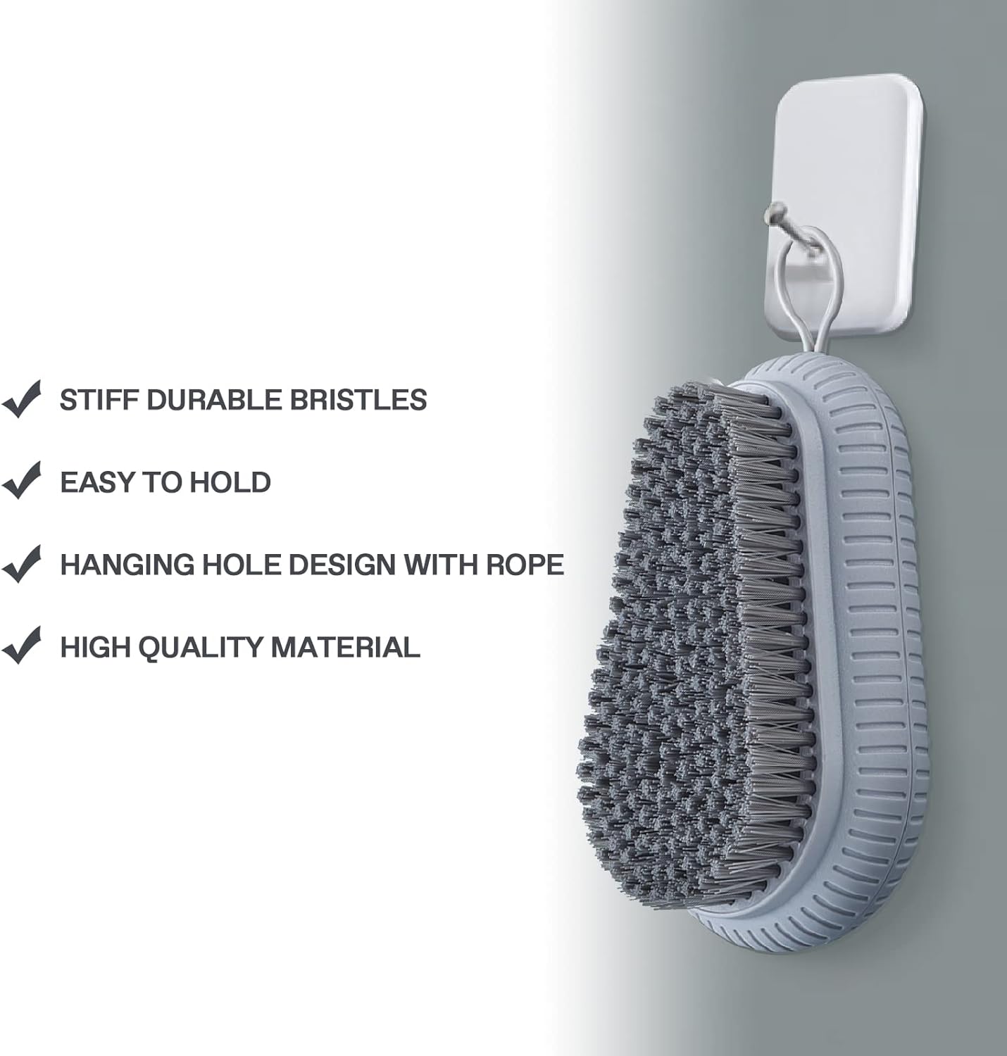 VWMYQ Heavy Duty Fingernail Scrub Brush, Durable Stiff Bristles Hand and Nail Cleaning Brush for Men & Mechanics (Hand Wash Brush - Grey)