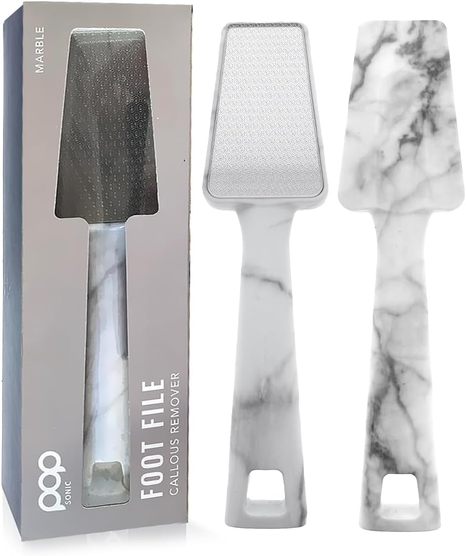 Pop Sonic Nano Glass Foot File (1 Unit) | Foot Callous Removal for Smooth, Soft Feet | Foot Scraper for Dead Skin Remover | Perfect Pedicure Tools at Home or Salon Use (Marble)