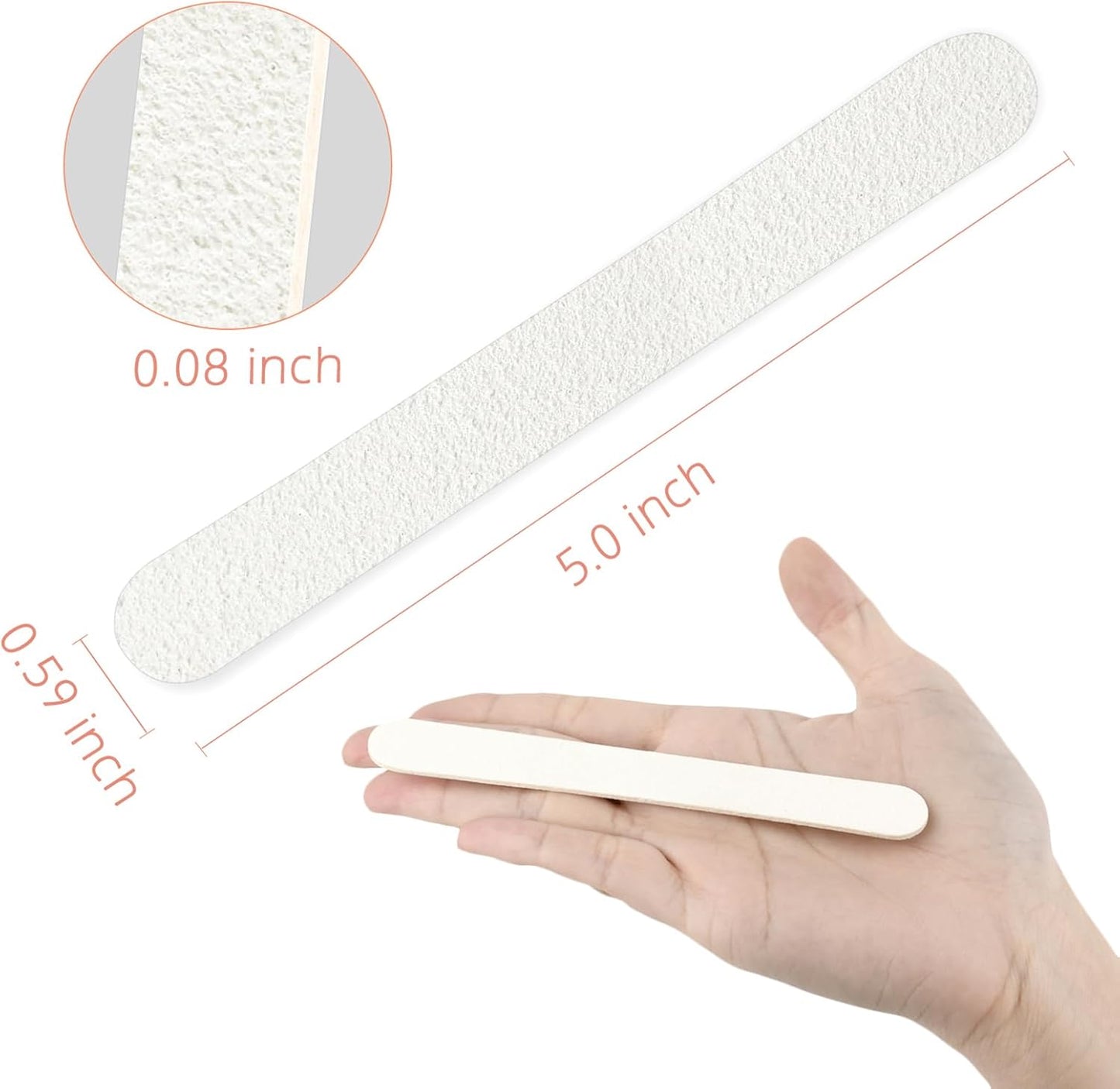 Professional Nail Files Double Sided Emery Board 80/100 Grit for Poly Gel Acrylic Nail Extension Manicure Pedicure Tool White 100Pcs