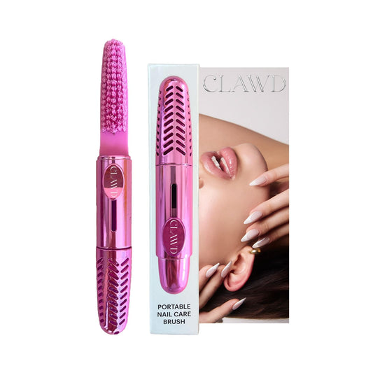 CLAWD Nail Brush for Cleaning Fingernails | Soft Bristle Portable Travel Nail Cleaner Brush for Women | Pink