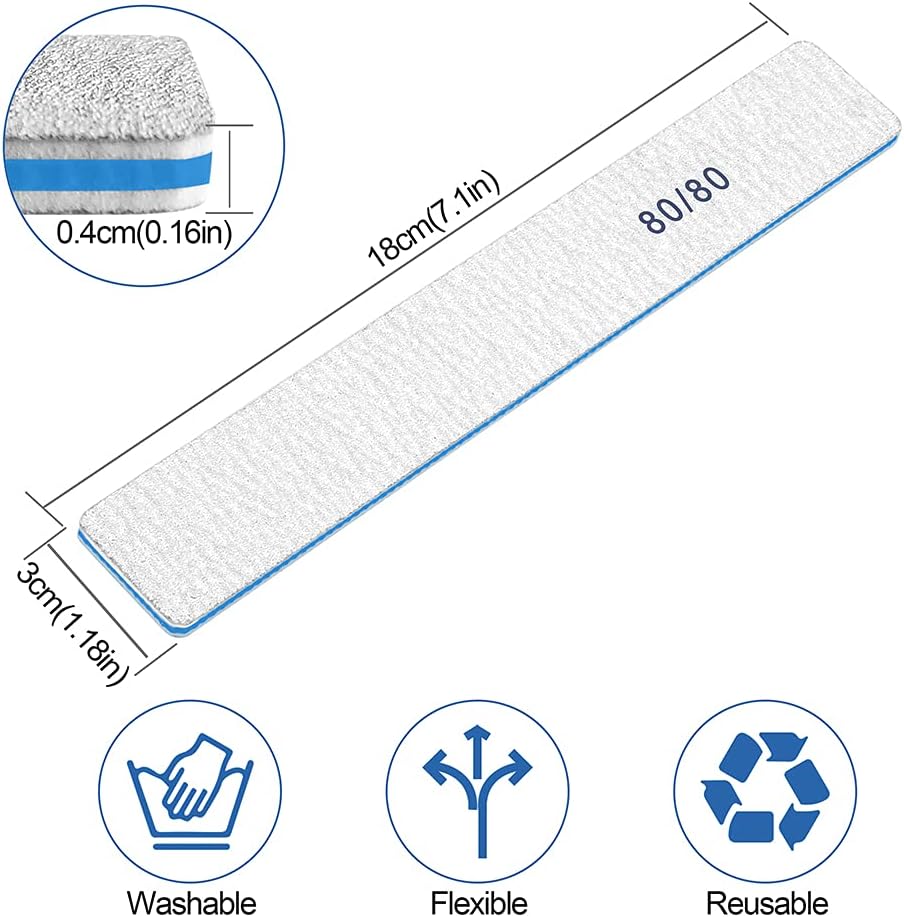 Nail File for Acrylic Nails 12pcs, 80/80 Grit Files Emery Boards, Jumbo Washable Thick Professional Square Nail File Manicure Tools for Nail Tech