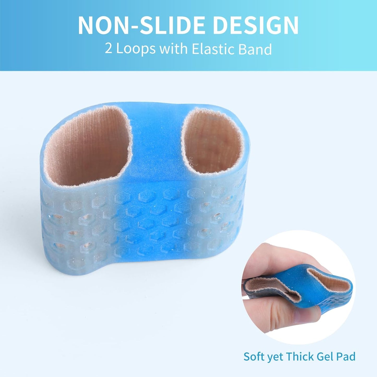 Toe Separator for Women and Men, Bunion Corrector for Big Toe, 4 Pcs Toe Spacer for Bunions, Overlaps, Deformed Toes - Blue Large