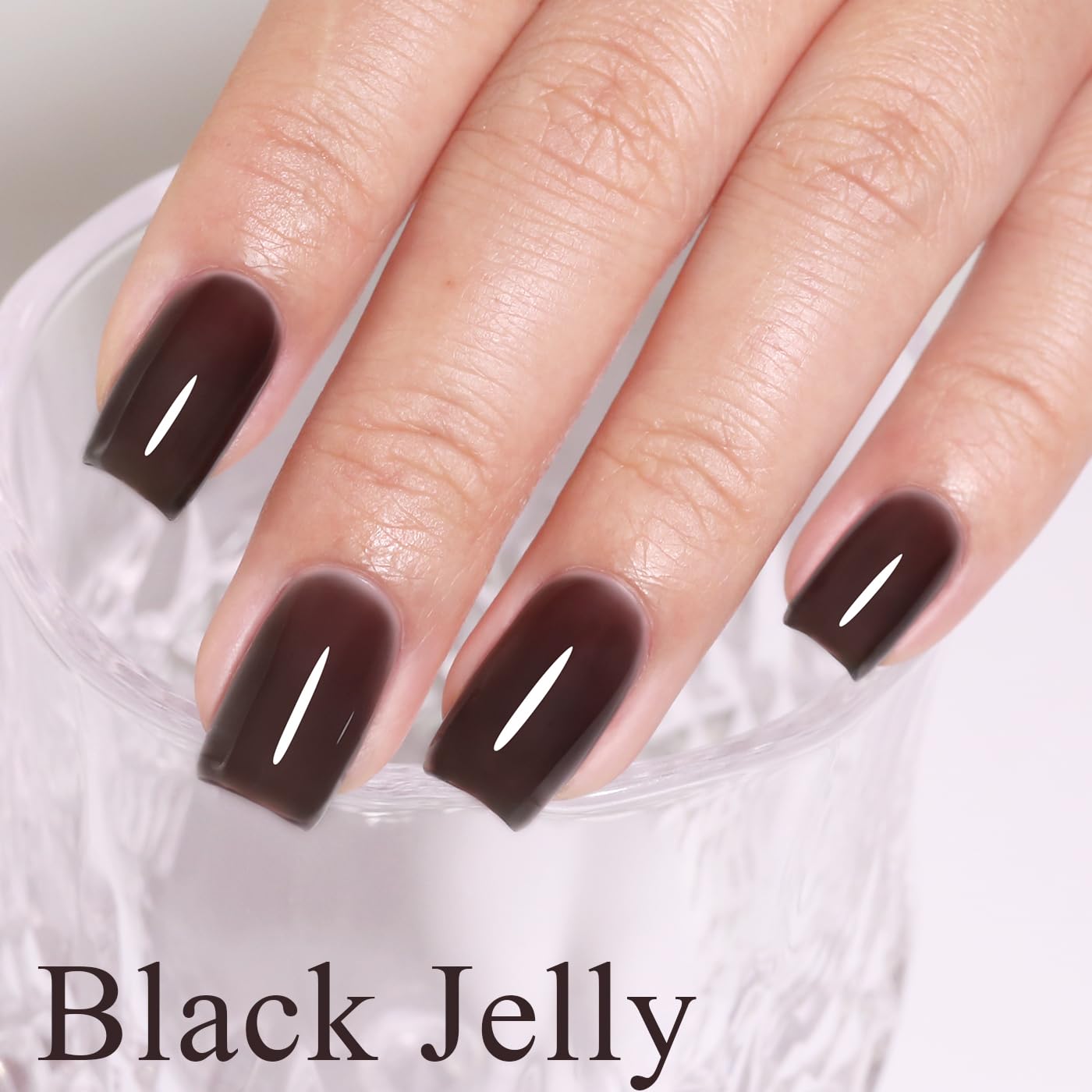 Imtiti Jelly Gel Nail Polish, Black Sheer Jelly Nail Gel Polish Soak Off UV LED Spring Summer Translucent Art Manicure Salon DIY Design 10ML