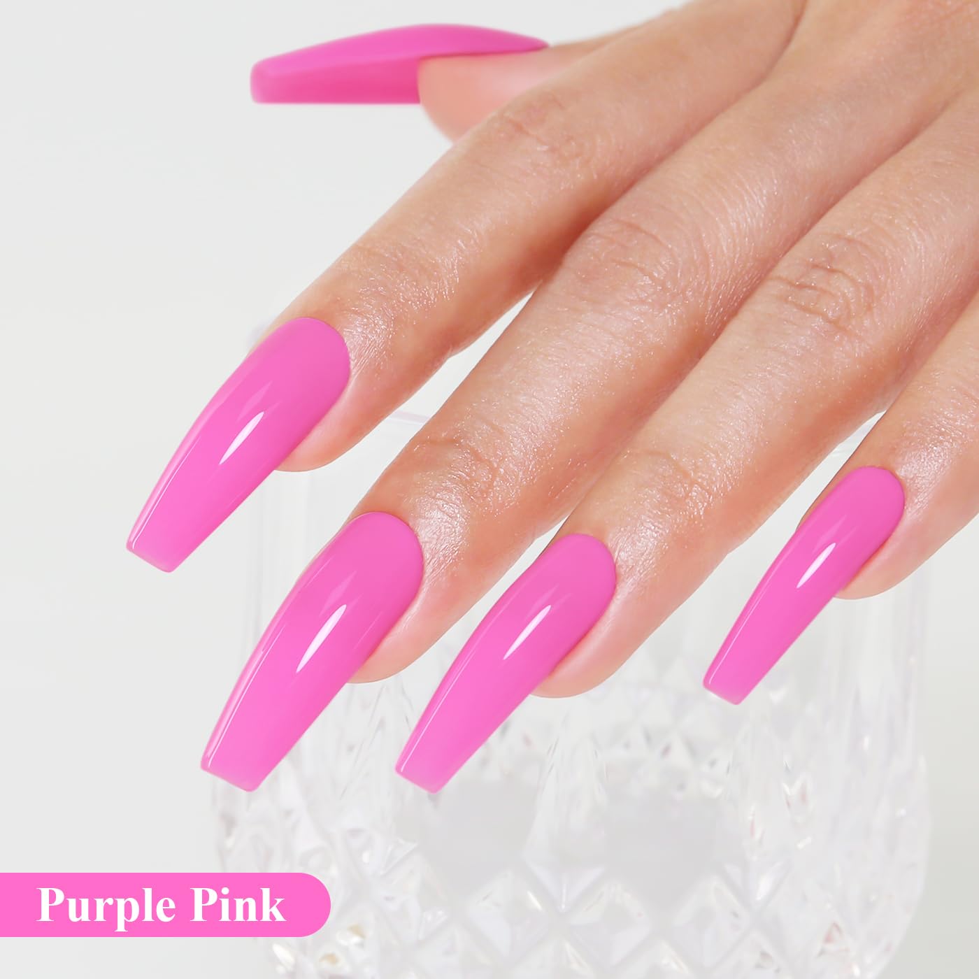 Imtiti Pink Gel Nail Polish, Purple Pink Gel Polish High Gloss Soak Off UV LED Nail Gel Polish Spring Summer Art Manicure Salon DIY Design 10ML