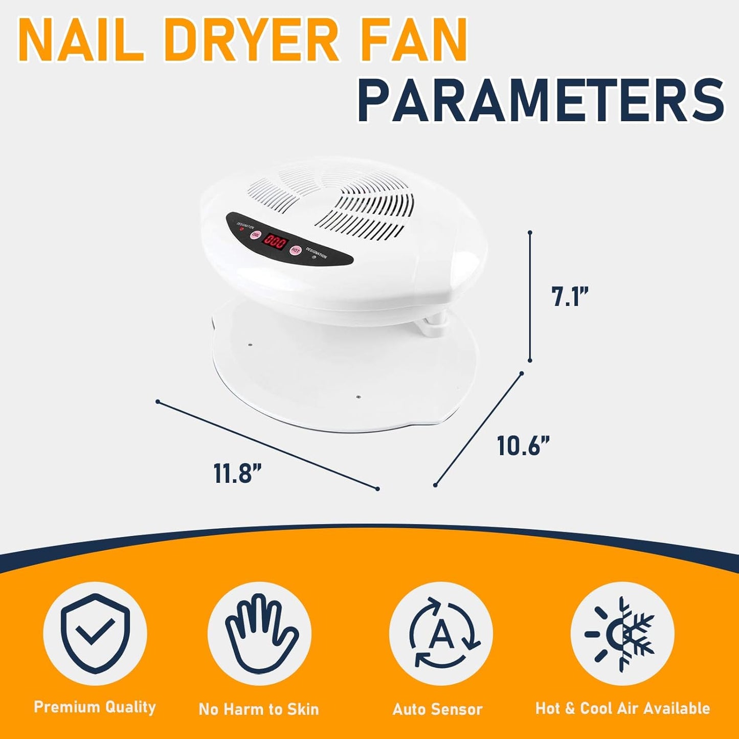 Nail Dryer for Regular Polish, 400W Air Nail Dryer Fan with Auto Sensor, Professional Nail Drying Fan with Hot and Cool Air for Salon and Home Use
