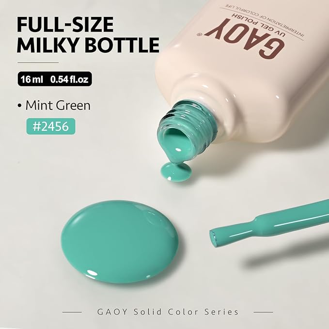 GAOY Jelly Gel Nail Polish, 16ml Sheer Green Translucent Soak Off Gel Polish, UV Light Cure for Nail Art DIY, 2456 Mint Green