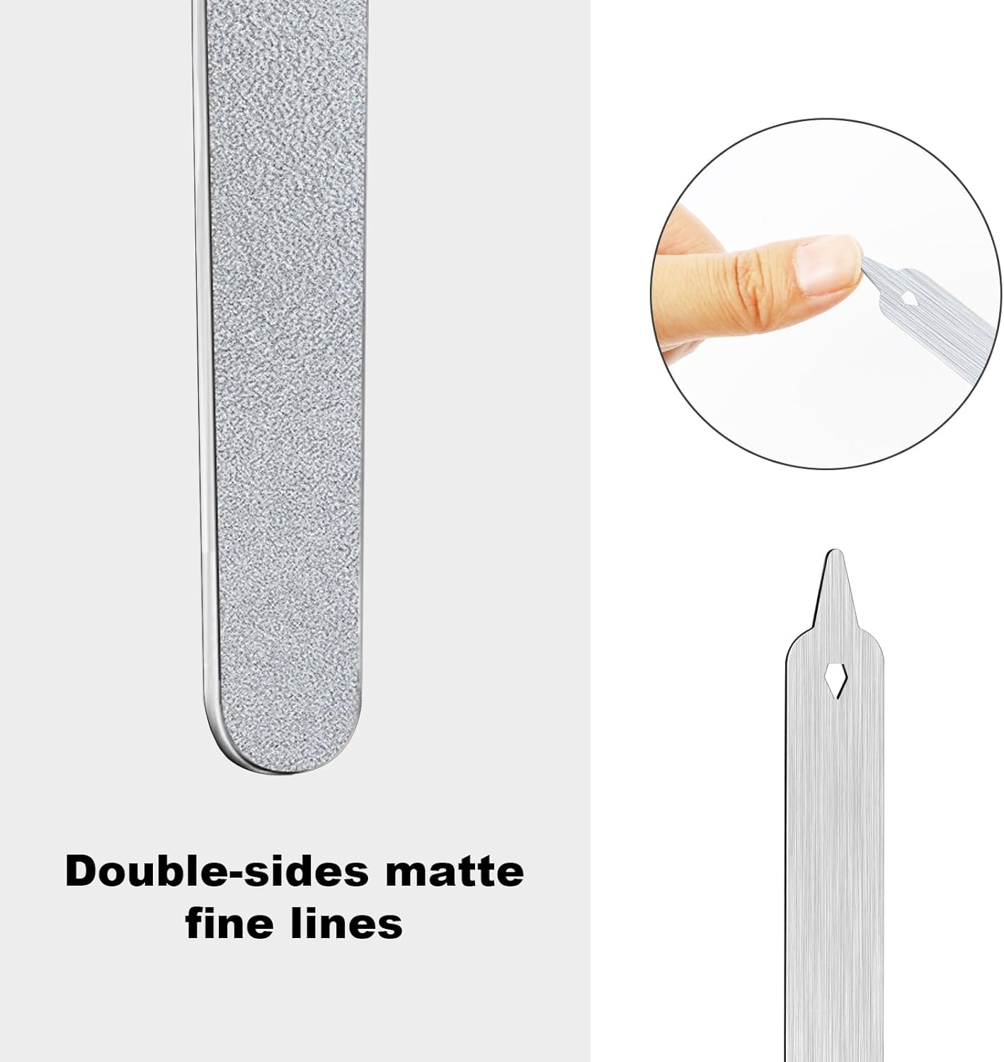 6Pcs Metal Nail Files Nail File Diamond Dust for Natural Nails Stainless Steel Nail Files with Pointed Tip Non Slip Handle Fingernail Files Diamond Nail File for Salon and Home, 8 Inches